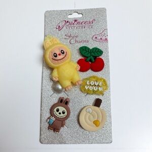 Labubu Shoe Charms Set - Yellow, Red, Brown, Silver